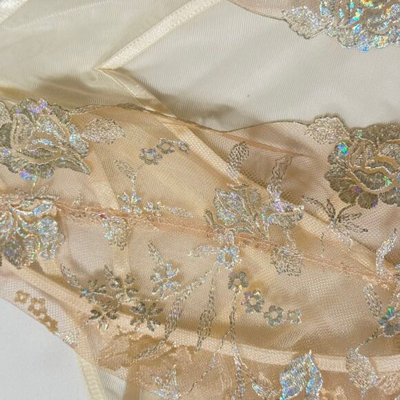 Honey Birdette Whitney Ivory Bodysuit Gold Hardware Mesh Lingerie XSmall - Picture 8 of 10